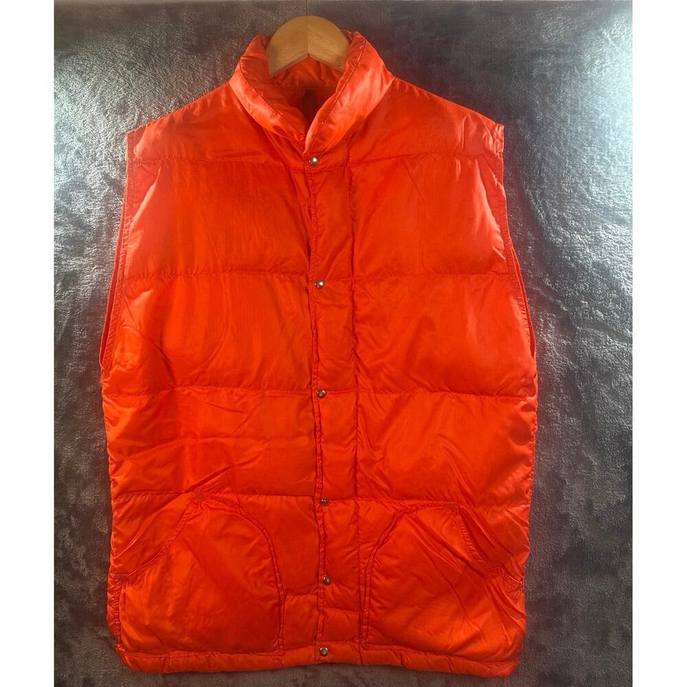 True Vintage x 1970s The North Face Brown Label Puffer Vest Large Blaze Orange